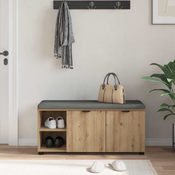 vidaXL Halli penkki tyynyll&auml; Artisan tammi 100 x 38 x 46 cm