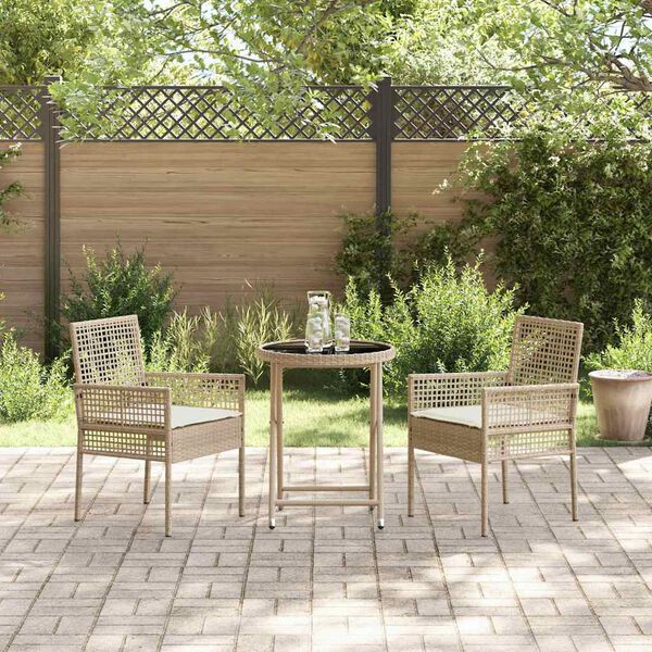 vidaXL Puutarhan Bistro Set 3 pcs Beige polyrottinki