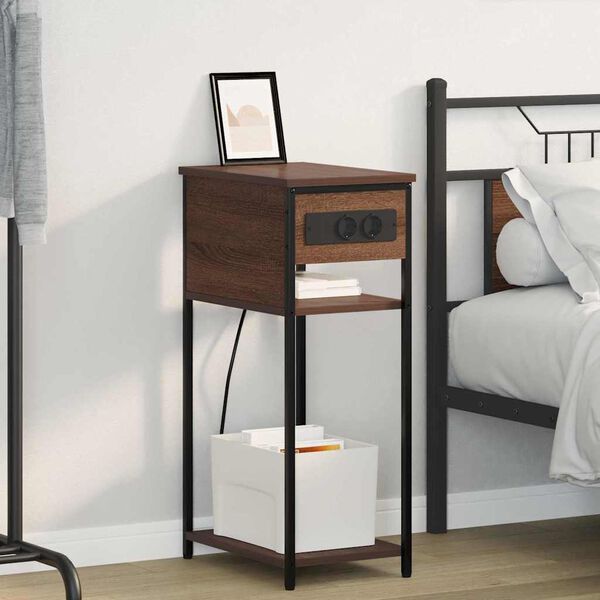 vidaXL Y&ouml;p&ouml;yt&auml;kaappi Ruskea tammi 41 x 28 x 76 cm Tekninen puu