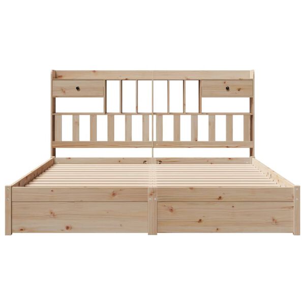 vidaXL Sänky kirjahyllyllä ilman patjaa 180x200 cm täysi mänty