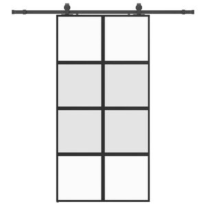 vidaXL liukuovi laitteistosarjalla musta 102,5x205 cm karkaistu lasi