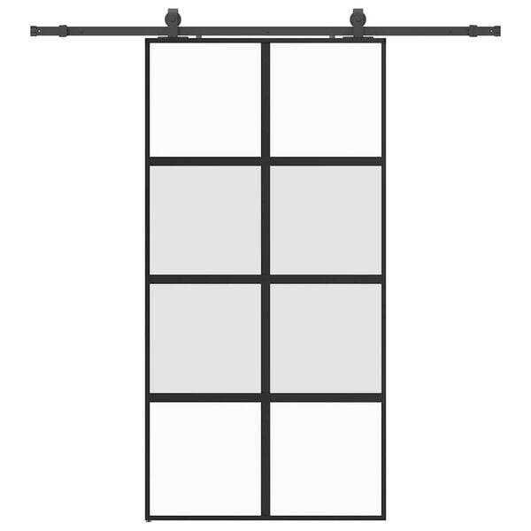 vidaXL liukuovi laitteistosarjalla musta 102,5x205 cm karkaistu lasi