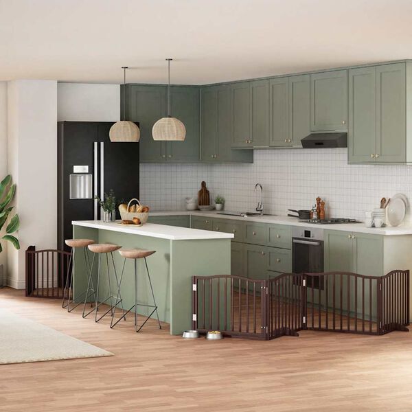 vidaXL Koiraportti kokoontaittuva 8 paneelia ruskea 640 cm poppelipuu