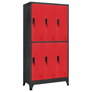 vidaXL Pukukaappi antrasiitti ja punainen 90x45x180 cm ter&auml;s