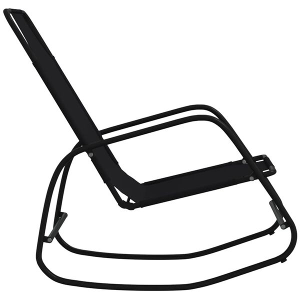 vidaXL Keinuva aurinkotuoli musta teräs ja Textilene