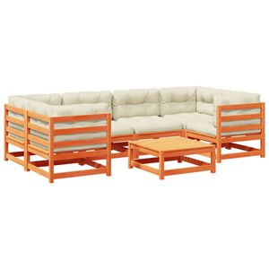 vidaXL 7-osainen Ulkosohvasarja tyynyill&auml; vahanruskea t&auml;ysi m&auml;nty
