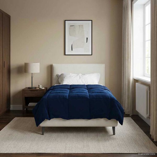 vidaXL Koko Vuoden Peitto Tumma Sininen 140 x 220 cm Mikrokuitu