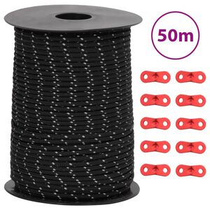 vidaXL Heijastava teltan kiinnitysk&ouml;ysi kiristimill&auml; 50 m 3 mm