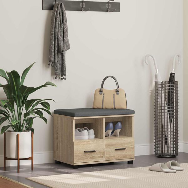 vidaXL Halli penkki tyynyll&auml; Sonoman tammi 60 x 38 x 46 cm