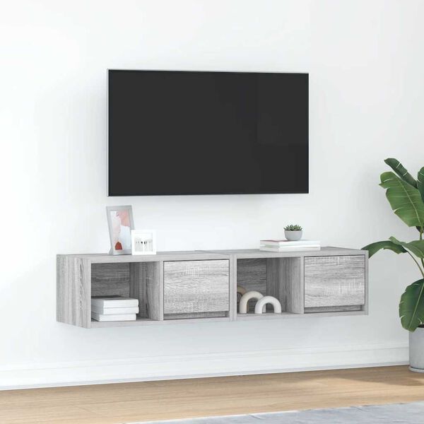 vidaXL TV-sein&auml;kaapit 2 kpl harmaa sonoma 60x31x25,5 cm tekninen puu