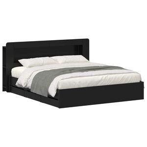 vidaXL S&auml;nkykehys varastolla Musta 6FT Super King Size Tekninen puu
