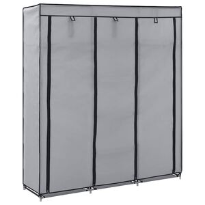 vidaXL Vaatekaappi lokeroilla ja tangoilla kangas 150x45x175 cm harmaa
