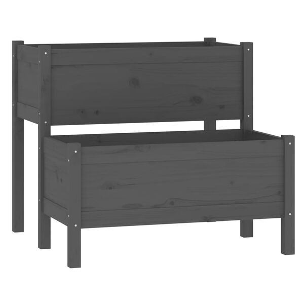 vidaXL Kukkalaatikko harmaa 84,5x84x75 cm täysi mänty