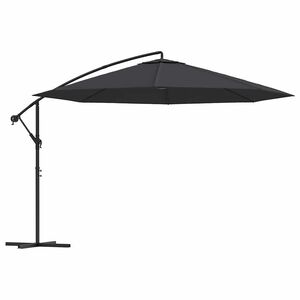 vidaXL Aurinkovarjo cantilever alumiinitolppa 350 cm musta