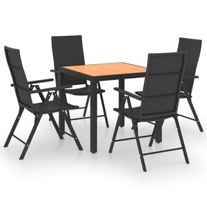 vidaXL 5-osainen Ulkoruokailuryhm&auml; mustaruskea