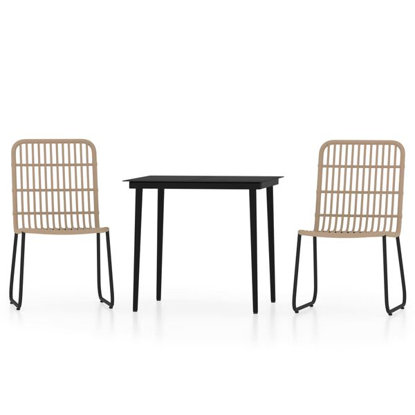 vidaXL 3-osainen Puutarharuokailuryhmä tammi