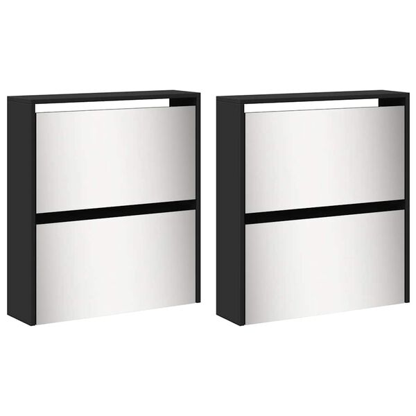 vidaXL Kenk&auml;kaappi peilill&auml; 4 tasoa musta 63x17x134 cm