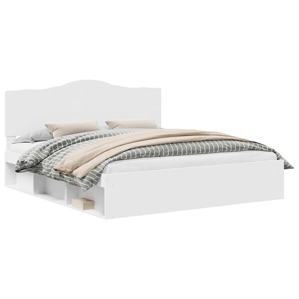 vidaXL S&auml;ngyn runko Valkoinen 6FT Super King Size Massiivinen m&auml;nty