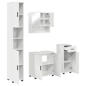vidaXL Kylpyhuonekalustesetti ovella 4 pcs Korkean kiillon valkoinen