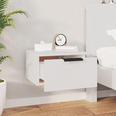 vidaXL Seinäkiinnitettävät yöpöydät 2 kpl valkoinen 34x30x20 cm