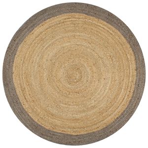 vidaXL K&auml;sintehty py&ouml;re&auml; juuttimatto harmaalla reunalla 90 cm