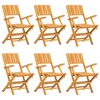 vidaXL Kokoontaitettavat tuolit 6 kpl 55x61x90 cm massiivipuu tiikki