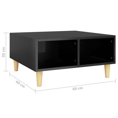 vidaXL Sohvapöytä korkeakiilto musta 60x60x30 cm lastulevy