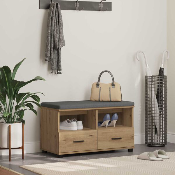 vidaXL Halli penkki tyynyll&auml; Artisan tammi 80 x 38 x 46 cm