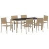vidaXL Piharuokailu setti 7 kpl Beige polyrottinki