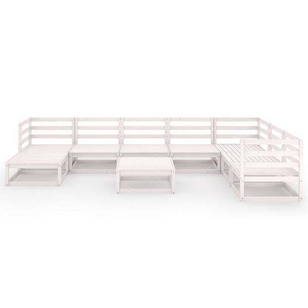 vidaXL 9-osainen puutarhasohvasarja valkoinen t&auml;ysi m&auml;nty