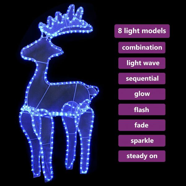 vidaXL Poro joulukoriste verkolla 306 LED-valoa 60x24x89 cm