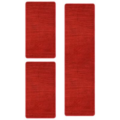vidaXL Makuuhuoneen matot Shaggy korkea nukka 3 kpl punainen