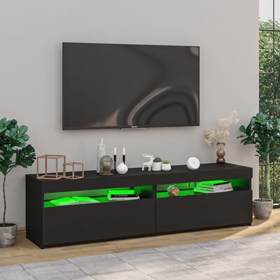 vidaXL TV-tasot 2 kpl LED-valoilla musta 75x35x40 cm