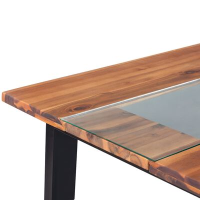 vidaXL Ruokapöytä Täysi Akaasia Puu ja Lasi 180x90x75 cm