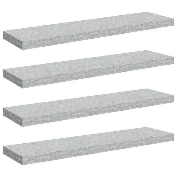 vidaXL Kelluvat sein&auml;hyllyt 4 kpl betoninharmaa 90x23,5x3,8 cm MDF