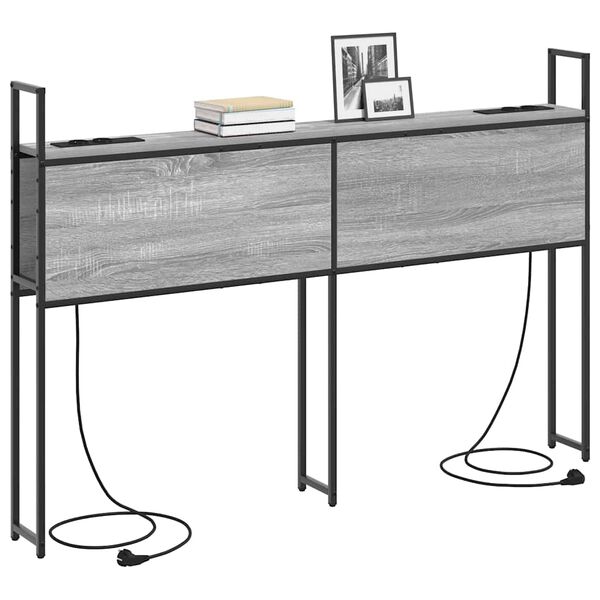 vidaXL S&auml;ilytyss&auml;nky latausasemalla Harmaa sonoma 140 cm Tekninen puu