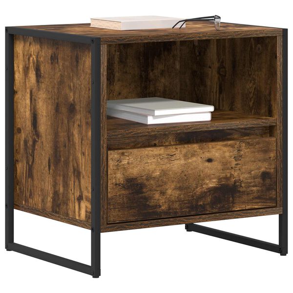 vidaXL Y&ouml;p&ouml;yt&auml; laatikon kanssa Savupuu 50 x 39,5 x 50 cm Tekninen puu