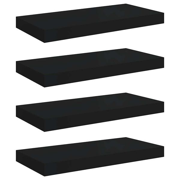 vidaXL Kelluvat sein&auml;hyllyt 4 kpl musta 50x23x3,8 cm MDF