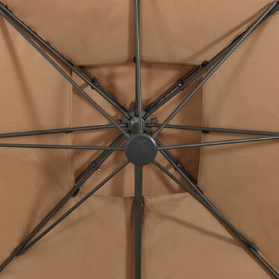 vidaXL Riippuva aurinkovarjo tuplakatolla harmaanruskea 300x300 cm