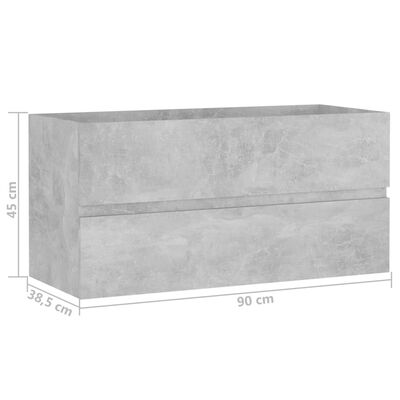 vidaXL Allaskaappi betoninharmaa 90x38,5x45 cm lastulevy