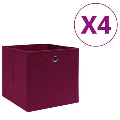 vidaXL Säilytyslaatikot 4 kpl kuitukangas 28x28x28 cm tummanpunainen