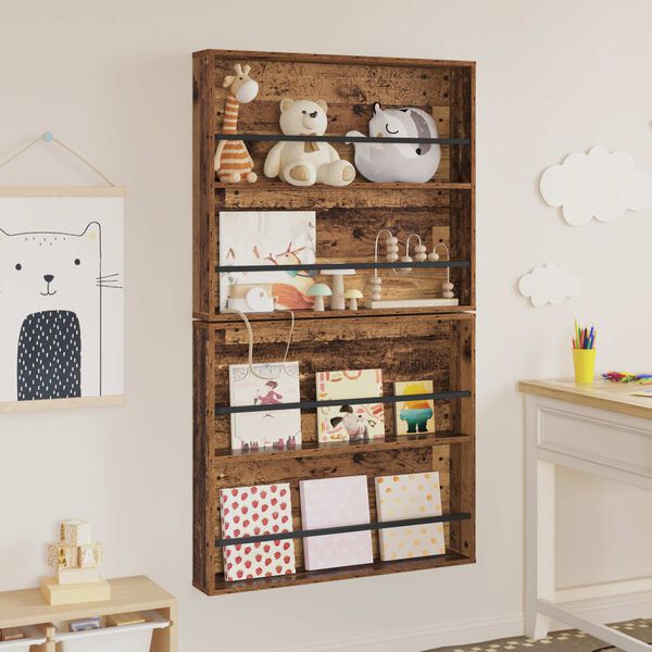 vidaXL Lehtiteline 2 pcs Vanha puu 80 x 12 x 70 cm Tekninen puu