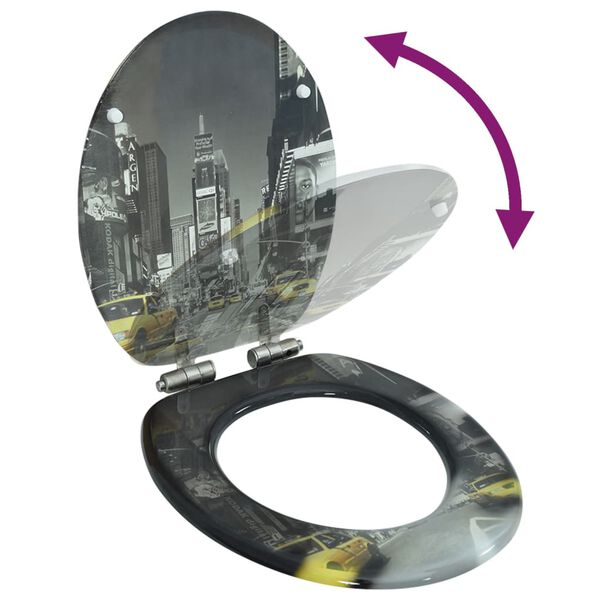 vidaXL WC-istuin soft close kannella MDF New York -kuosi