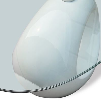 vidaXL Sohvapöytä soikea lasinen pöytälevy korkeakiilto valkoinen