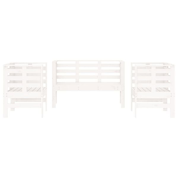 vidaXL 3-osainen Puutarhasohvasarja valkoinen t&auml;ysi m&auml;nty