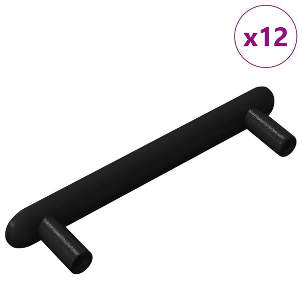 vidaXL Kaappikahva 12 pcs Musta 121 x 16.6 x 28.3 mm Rauta