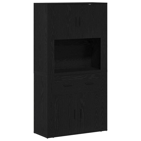 vidaXL Highboard Musta tammi 80 x 33 x 150 cm Tekninen puu