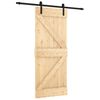 vidaXL Liukuovi Luonnollinen ja musta 85 x 210 cm Massiivinen m&auml;nty