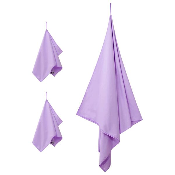 vidaXL Urheilupyyhesetti 3 pcs Violetti Polyesteri ja polyamidi