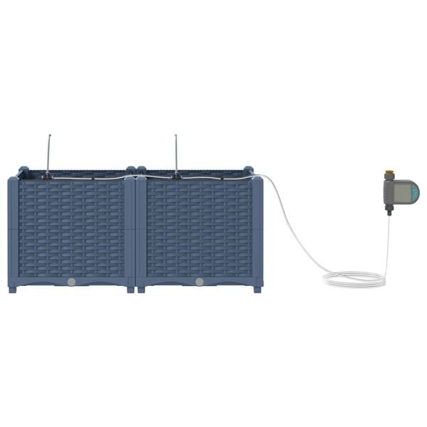 vidaXL Puutarha ruukku 2 pcs Harmaa 80 x 40 x 37,5 cm Muovi